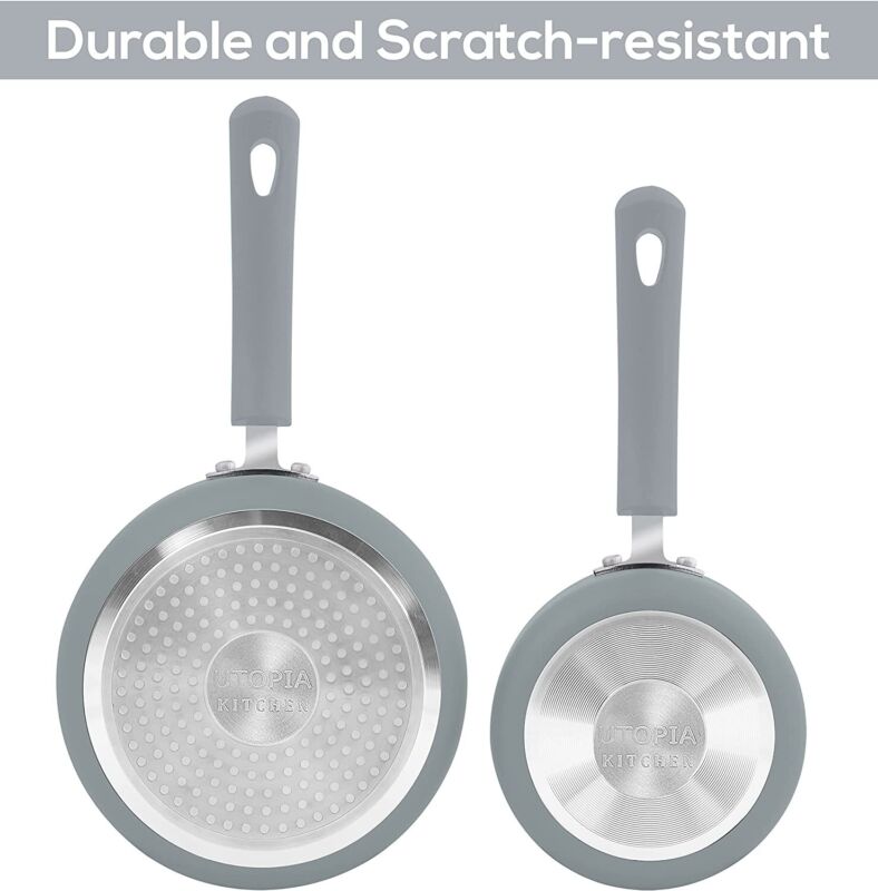 Nonstick Cookware Saucepan Set 1 Quart and 2 Quart with Glass Lid
