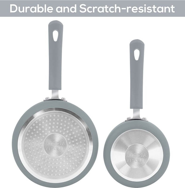 Nonstick Cookware Saucepan Set 1 Quart and 2 Quart with Glass Lid