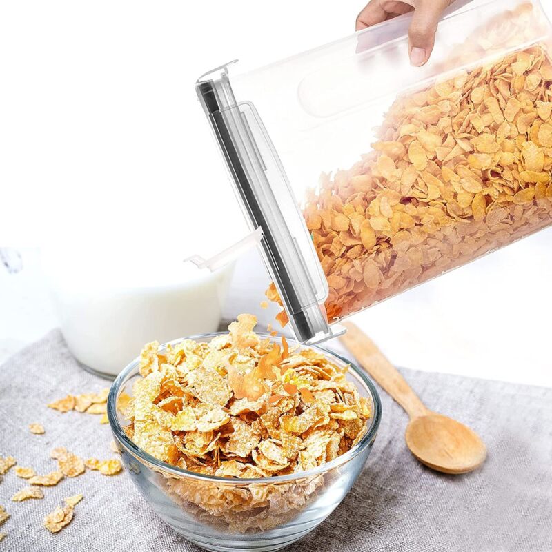 Airtight Cereal Storage Containers Set – BPA Free Clear Food Storage Canisters with Pour Spout