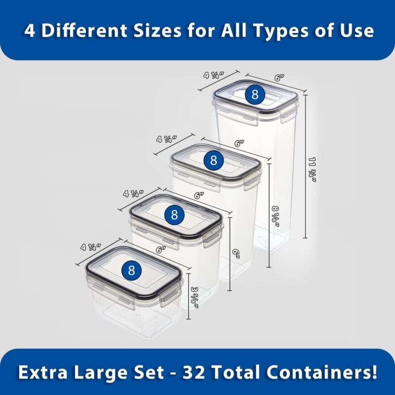 Seseno 2 Pack Extra Large Airtight Food Storage Containers - 65L / 220 oz BPA Free Clear Plastic Kitchen and Pantry Organization Canisters for Flour S