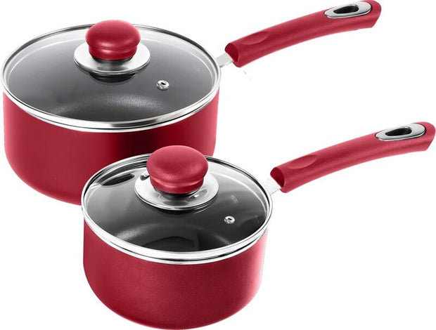 Nonstick Cookware Saucepan Set 1 Quart and 2 Quart with Glass Lid