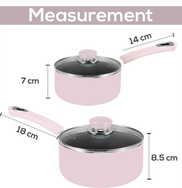 Nonstick Cookware Saucepan Set 1 Quart and 2 Quart with Glass Lid