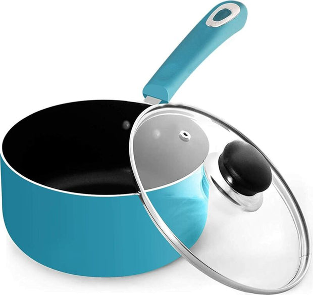Nonstick Cookware Saucepan Set 1 Quart and 2 Quart with Glass Lid