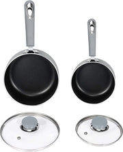 Nonstick Cookware Saucepan Set 1 Quart and 2 Quart with Glass Lid