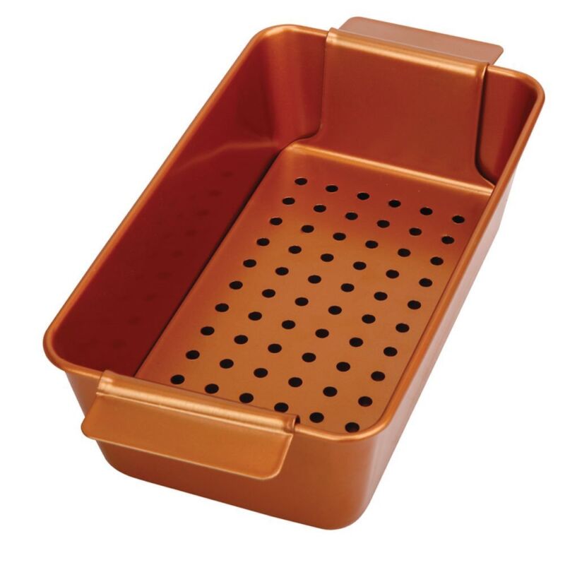 Nonstick Meatloaf Pan with Removable Tray – Copper Coated Bakeware