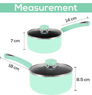 Nonstick Cookware Saucepan Set 1 Quart and 2 Quart with Glass Lid