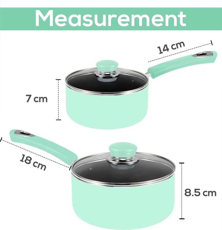 Nonstick Cookware Saucepan Set 1 Quart and 2 Quart with Glass Lid