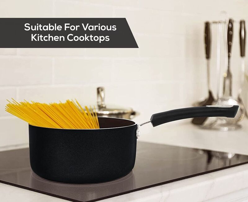 Nonstick Cookware Saucepan Set 1 Quart and 2 Quart with Glass Lid