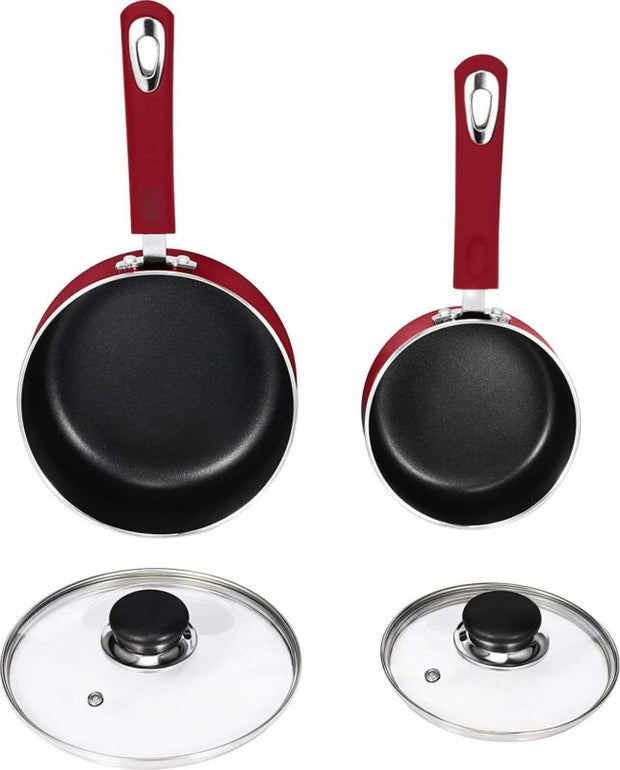 Nonstick Cookware Saucepan Set 1 Quart and 2 Quart with Glass Lid