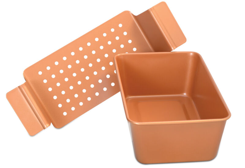 Nonstick Meatloaf Pan with Removable Tray – Copper Coated Bakeware