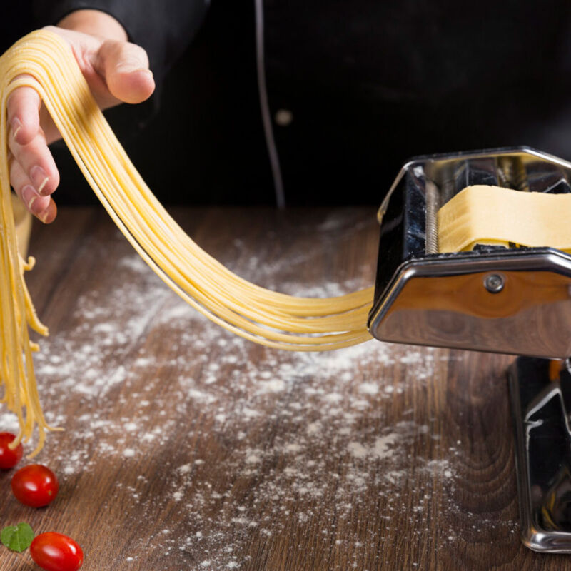Manual Pasta Maker Machine – Stainless Steel Noodle Roller & Cutter for Spaghetti, Fettuccine & Ravioli