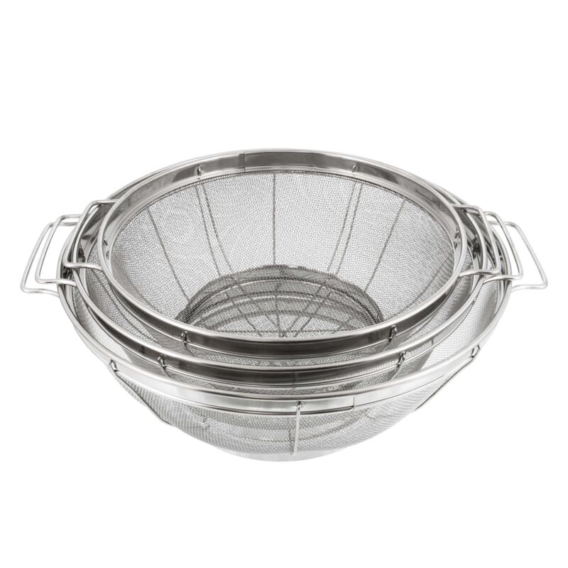 3-Piece Stainless Steel Colander Set – Mesh Strainers with Handles, 3QT 4QT & 5QT