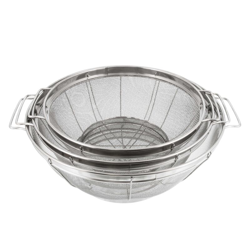 3pcs Premium Stainless Steel Colander Set- 3, 4 And 5 Quart