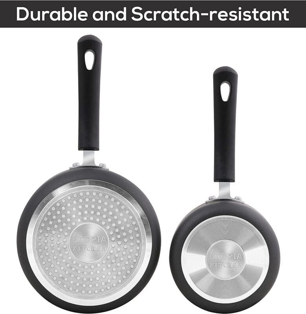 Nonstick Cookware Saucepan Set 1 Quart and 2 Quart with Glass Lid