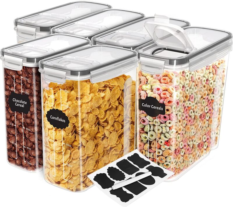 Airtight Cereal Storage Containers Set – BPA Free Clear Food Storage Canisters with Pour Spout