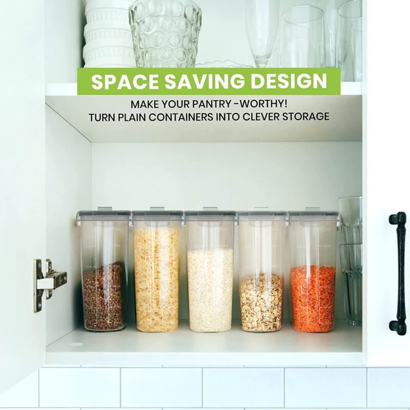 Airtight Cereal Storage Containers Set – BPA Free Clear Food Storage Canisters with Pour Spout