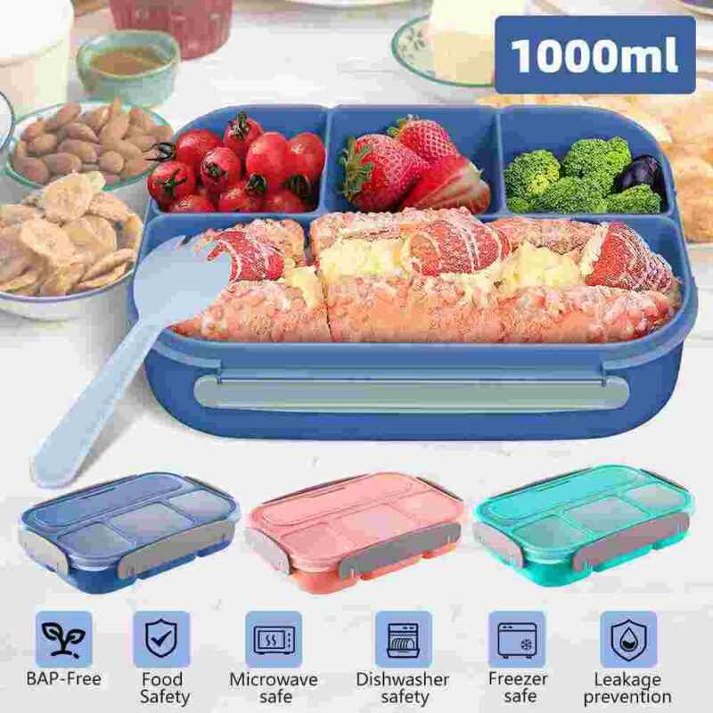 4-Compartment Bento Lunch Box for Adults & Kids – Leakproof Food Storage Container