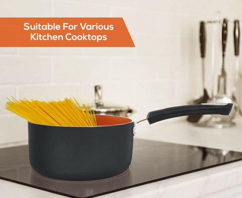 Nonstick Cookware Saucepan Set 1 Quart and 2 Quart with Glass Lid