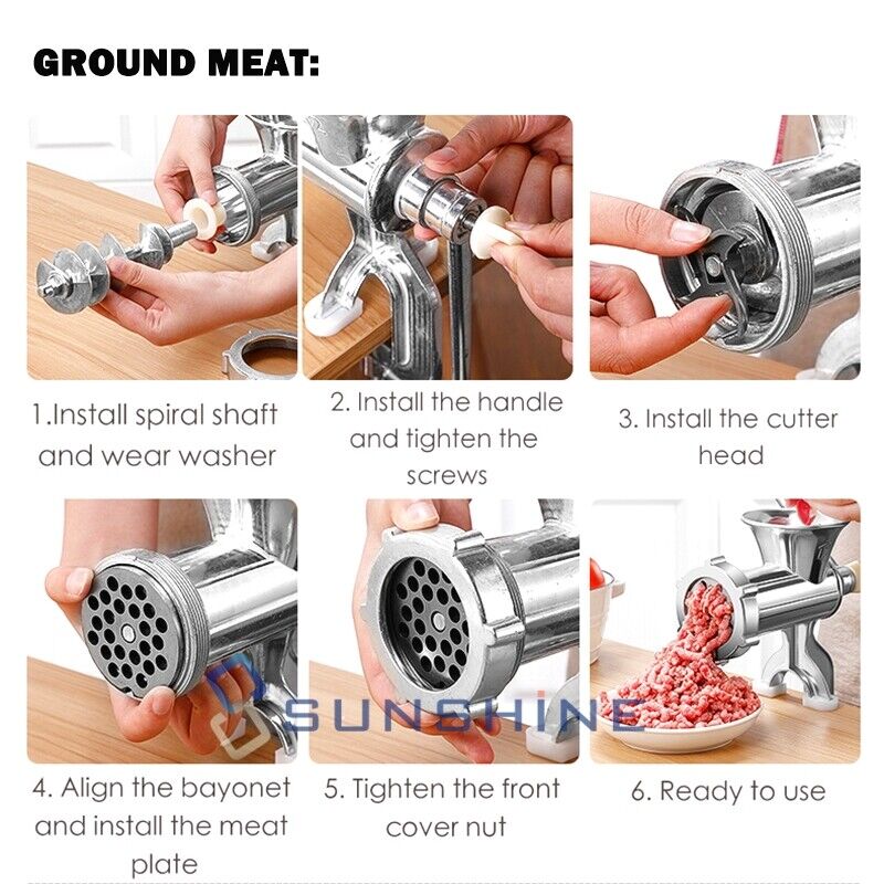 Heavy Duty Manual Meat Grinder & Sausage Stuffer – Hand Crank Meat Mincer Machine for Home Kitchen