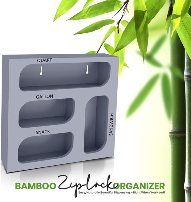Ziplock Bag Organizer, 4 Separate Bamboo Food Storage