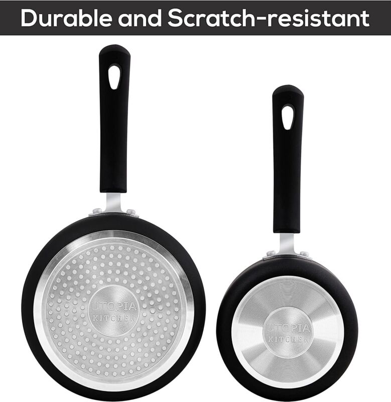 Nonstick Cookware Saucepan Set 1 Quart and 2 Quart with Glass Lid