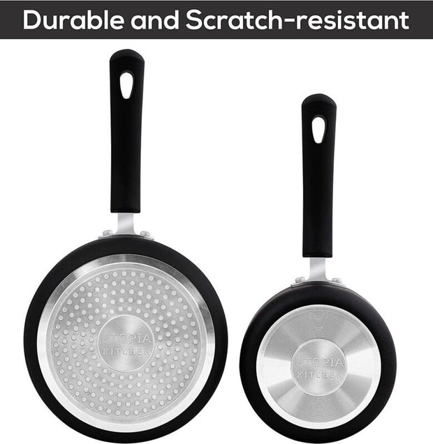 Nonstick Cookware Saucepan Set 1 Quart and 2 Quart with Glass Lid