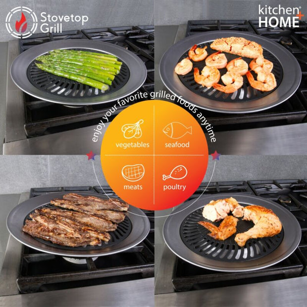 Stove Top Grill  Pan - Smokeless Nonstick Indoor Grill Plate For Gas & Electric