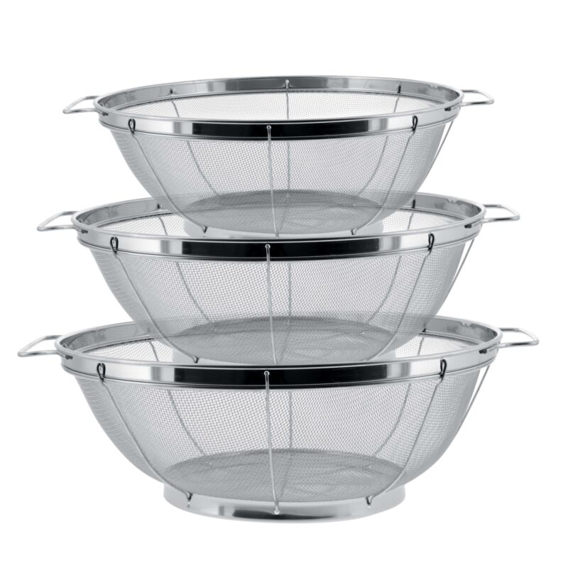 3pcs Premium Stainless Steel Colander Set- 3, 4 And 5 Quart