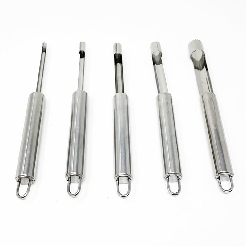 5-Piece Stainless Steel Fruit Corer & Pitter Set – Apple, Pear & Cherry Seed Remover Tools