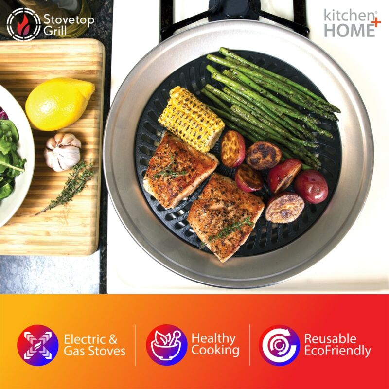 Stove Top Grill Pan Smokeless Nonstick Indoor Grill Plate For Gas