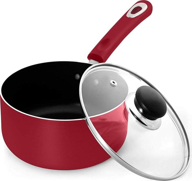 Nonstick Cookware Saucepan Set 1 Quart and 2 Quart with Glass Lid
