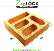Ziplock Bag Organizer, 4 Separate Bamboo Food Storage