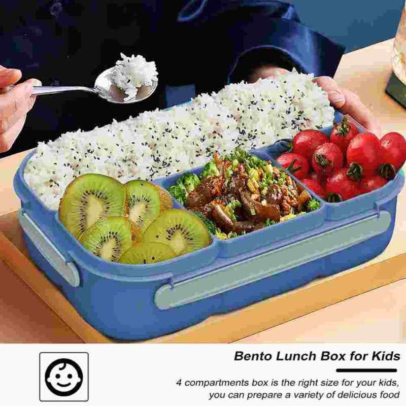 4-Compartment Bento Lunch Box for Adults & Kids – Leakproof Food Storage Container