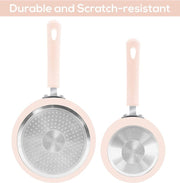 Nonstick Cookware Saucepan Set 1 Quart and 2 Quart with Glass Lid