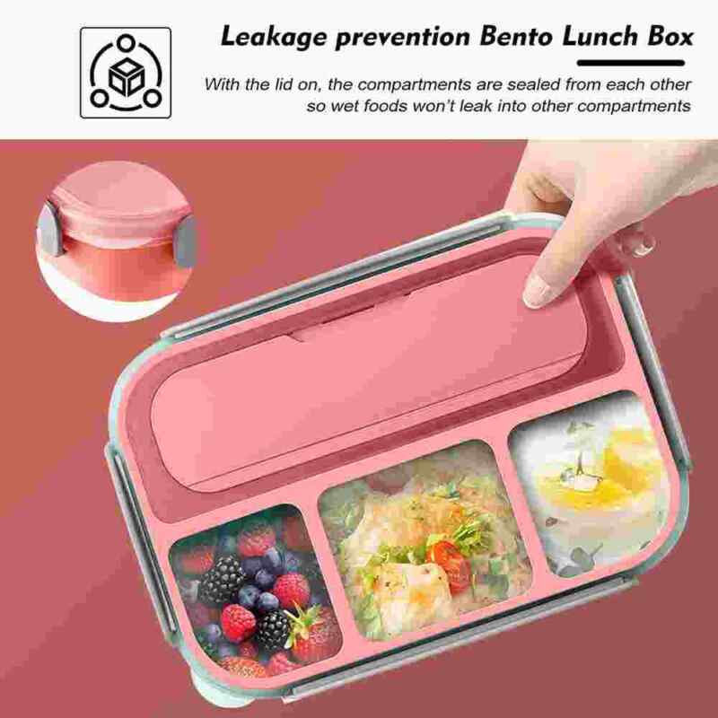 4-Compartment Bento Lunch Box for Adults & Kids – Leakproof Food Storage Container