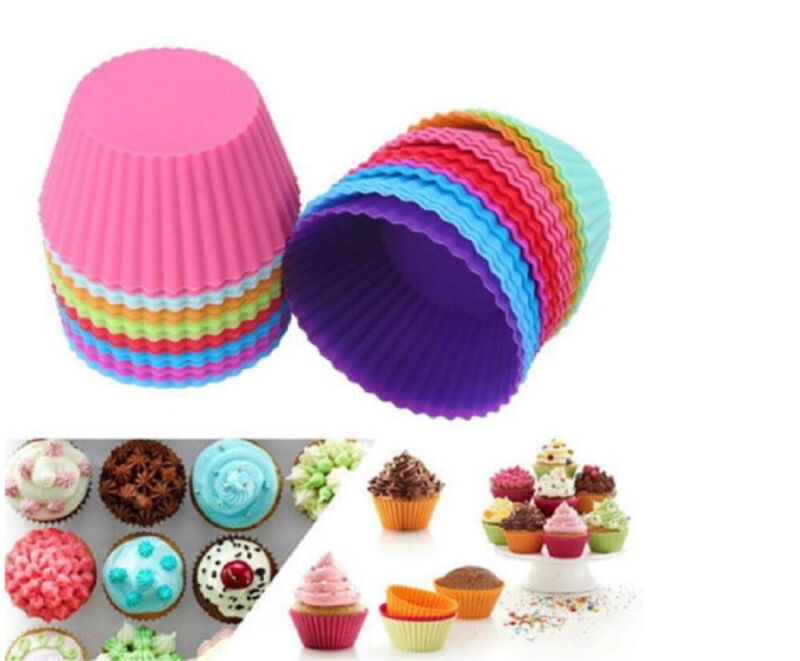 12-Pack Silicone Cupcake Liners – Reusable Nonstick Muffin Baking Cups