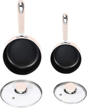 Nonstick Cookware Saucepan Set 1 Quart and 2 Quart with Glass Lid