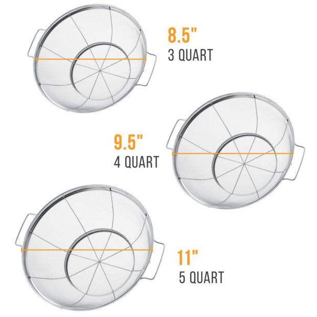 3pcs Premium Stainless Steel Colander Set- 3, 4 And 5 Quart