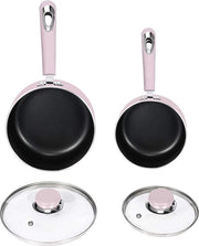 Nonstick Cookware Saucepan Set 1 Quart and 2 Quart with Glass Lid