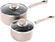 Nonstick Cookware Saucepan Set 1 Quart and 2 Quart with Glass Lid