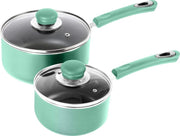 Nonstick Cookware Saucepan Set 1 Quart and 2 Quart with Glass Lid
