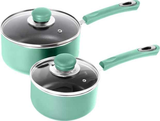 Nonstick Cookware Saucepan Set 1 Quart and 2 Quart with Glass Lid