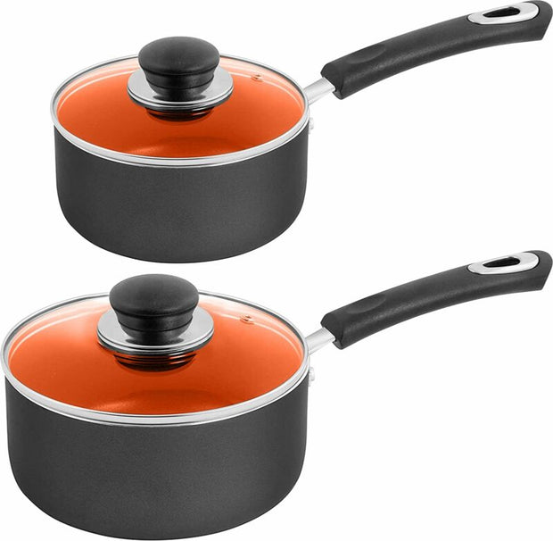 Nonstick Cookware Saucepan Set 1 Quart and 2 Quart with Glass Lid