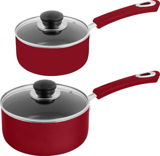 Nonstick Cookware Saucepan Set 1 Quart and 2 Quart with Glass Lid