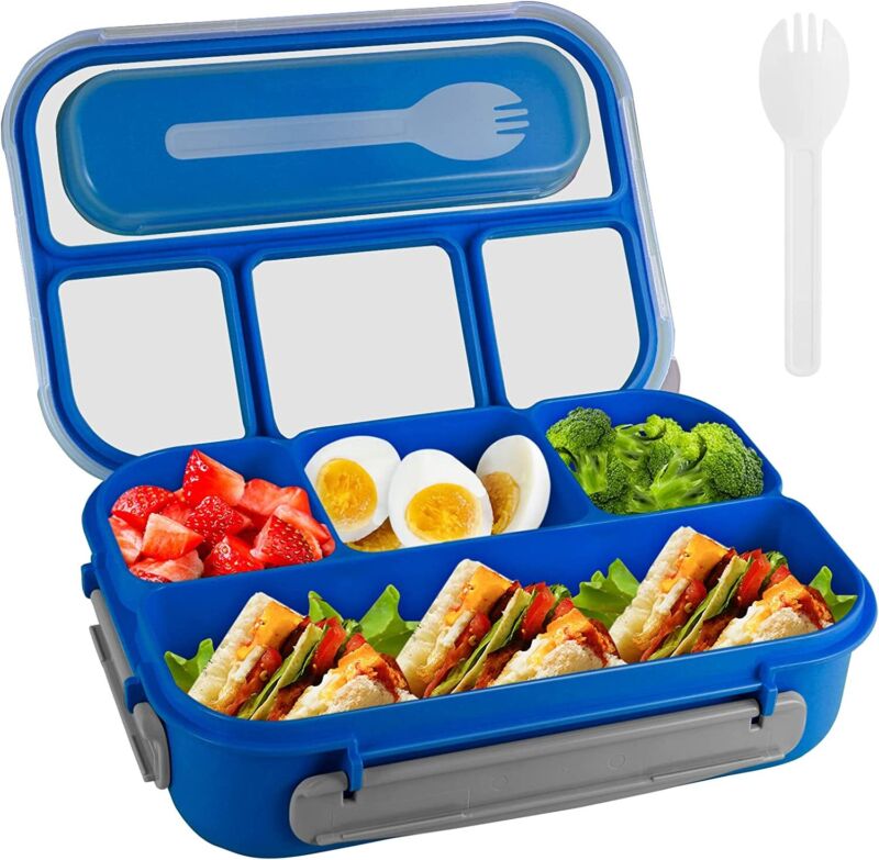 4-Compartment Bento Lunch Box for Adults & Kids – Leakproof Food Storage Container