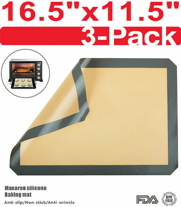 3-Pack Silicone, Nonstick, Heat Resistant, Baking Oven Mats