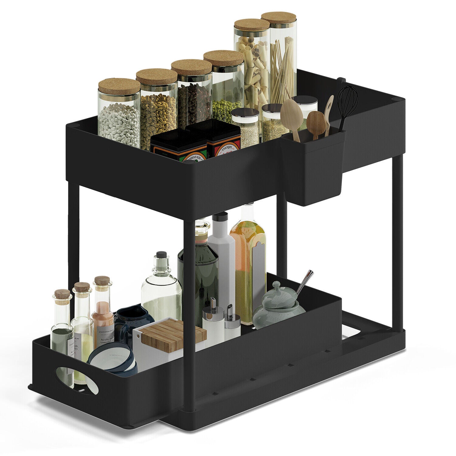 1 Pack or 2 Pack Under Sink Organizers with 2 Tier Sliding Drawers