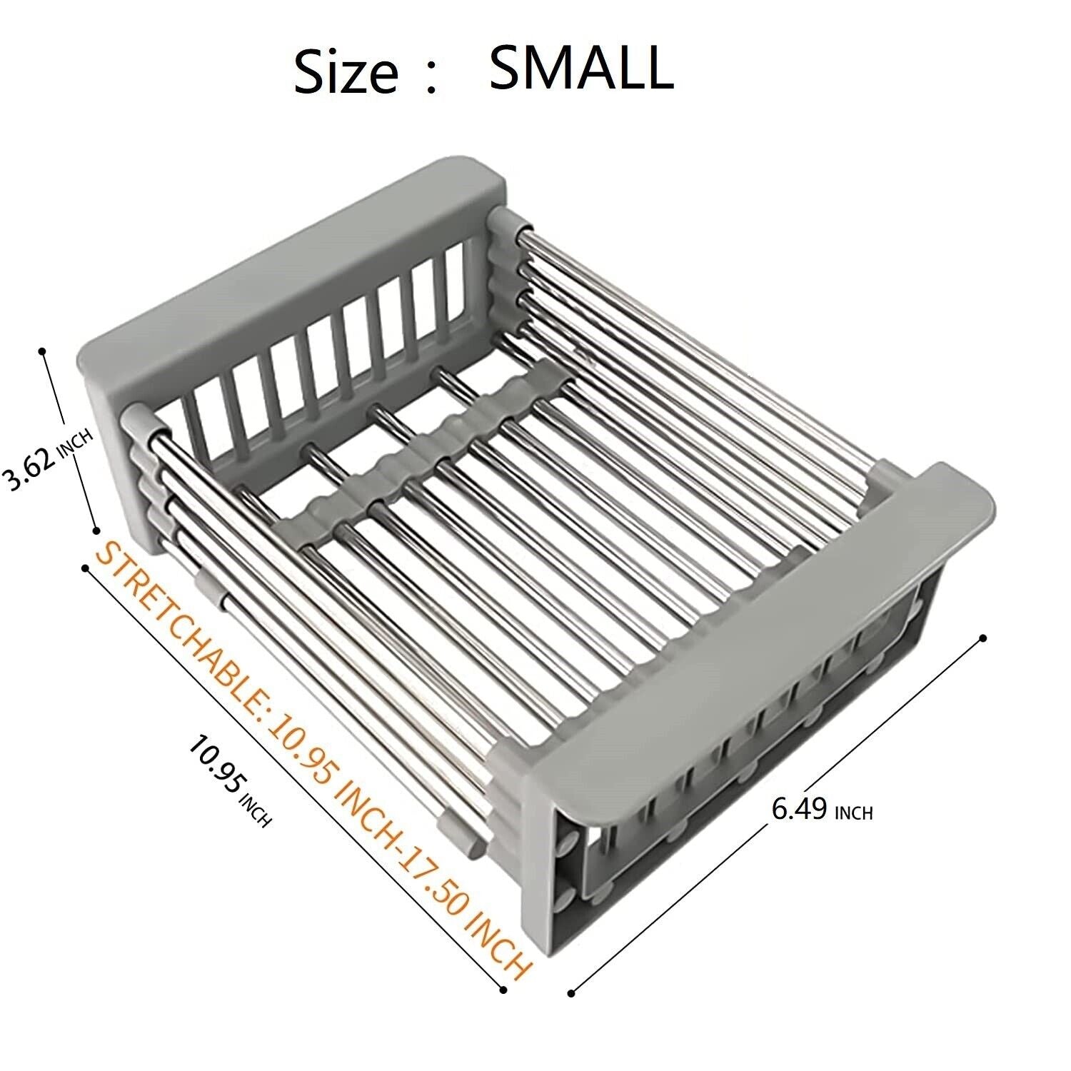 Adjustable Over Sink Dish Drying Rack – Stainless Steel Expandable Drain Basket