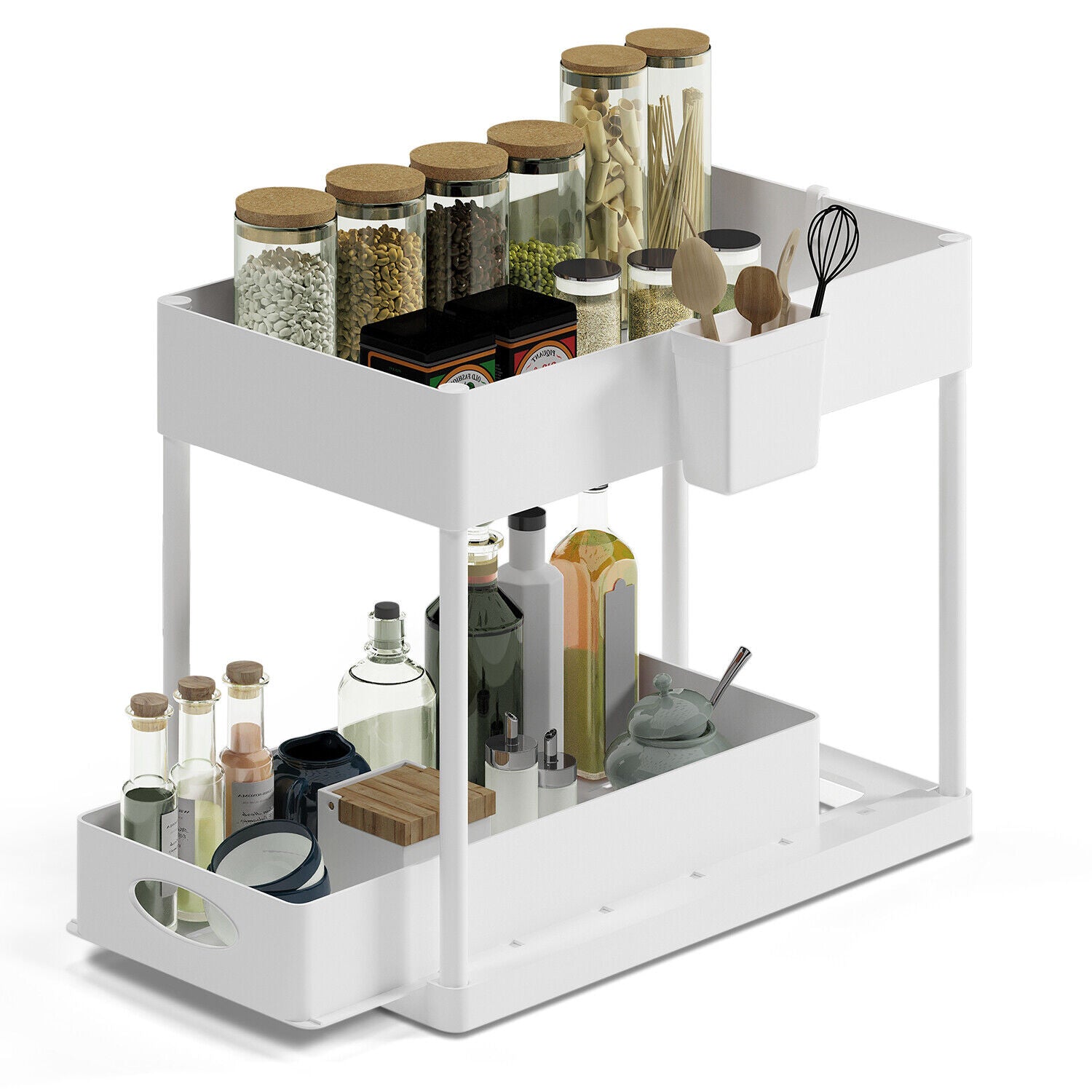 1 Pack or 2 Pack Under Sink Organizers with 2 Tier Sliding Drawers