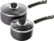 Nonstick Cookware Saucepan Set 1 Quart and 2 Quart with Glass Lid